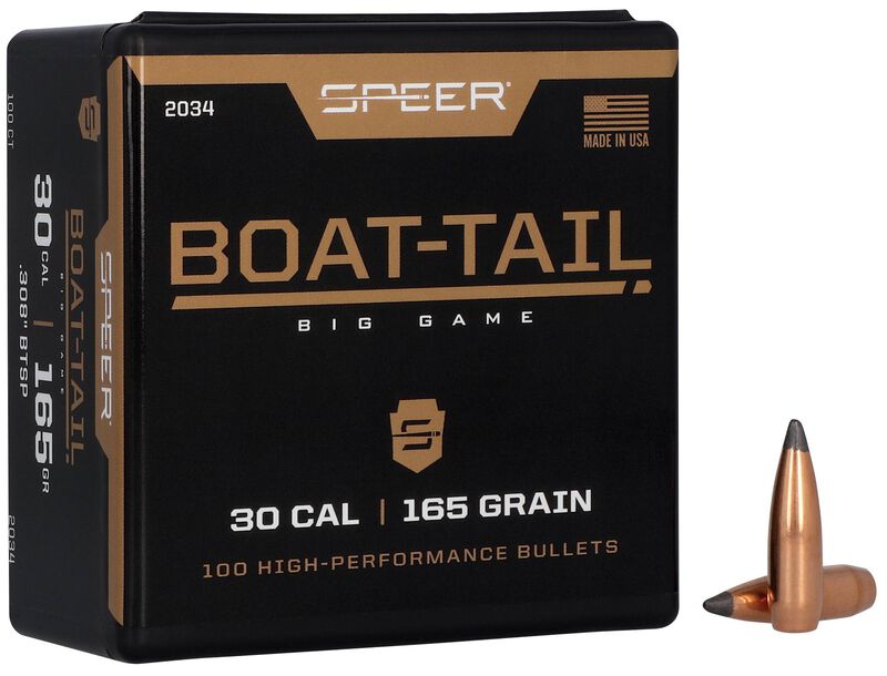 Speer Boat-Tail .308 Cal 165gr Jacketed Soft Point Boat-Tail Component Bullets - 100 Count