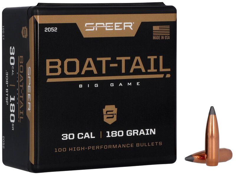 Speer Boat-Tail .308 Cal 180gr Jacketed Soft Point Boat-Tail Component Bullets - 100 Count