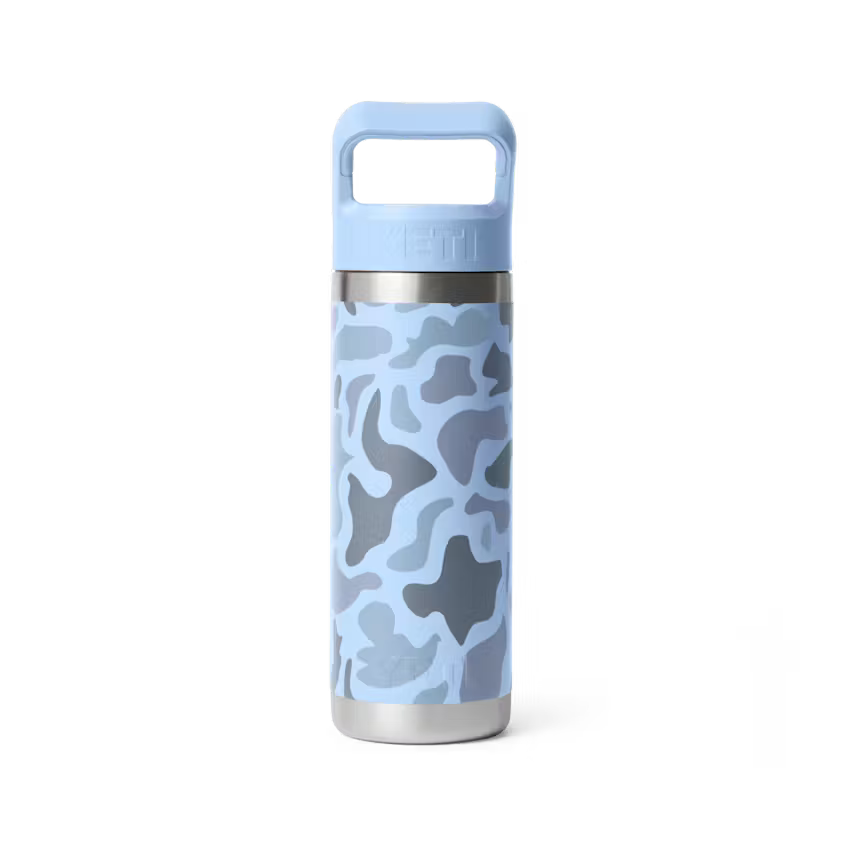 YETI Rambler 532 ml Water Bottle with Colour-Matched Straw Cap Blue Camo