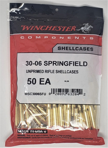 Winchester 30-06 Springfield Unprimed Brass Cases - 50 Count