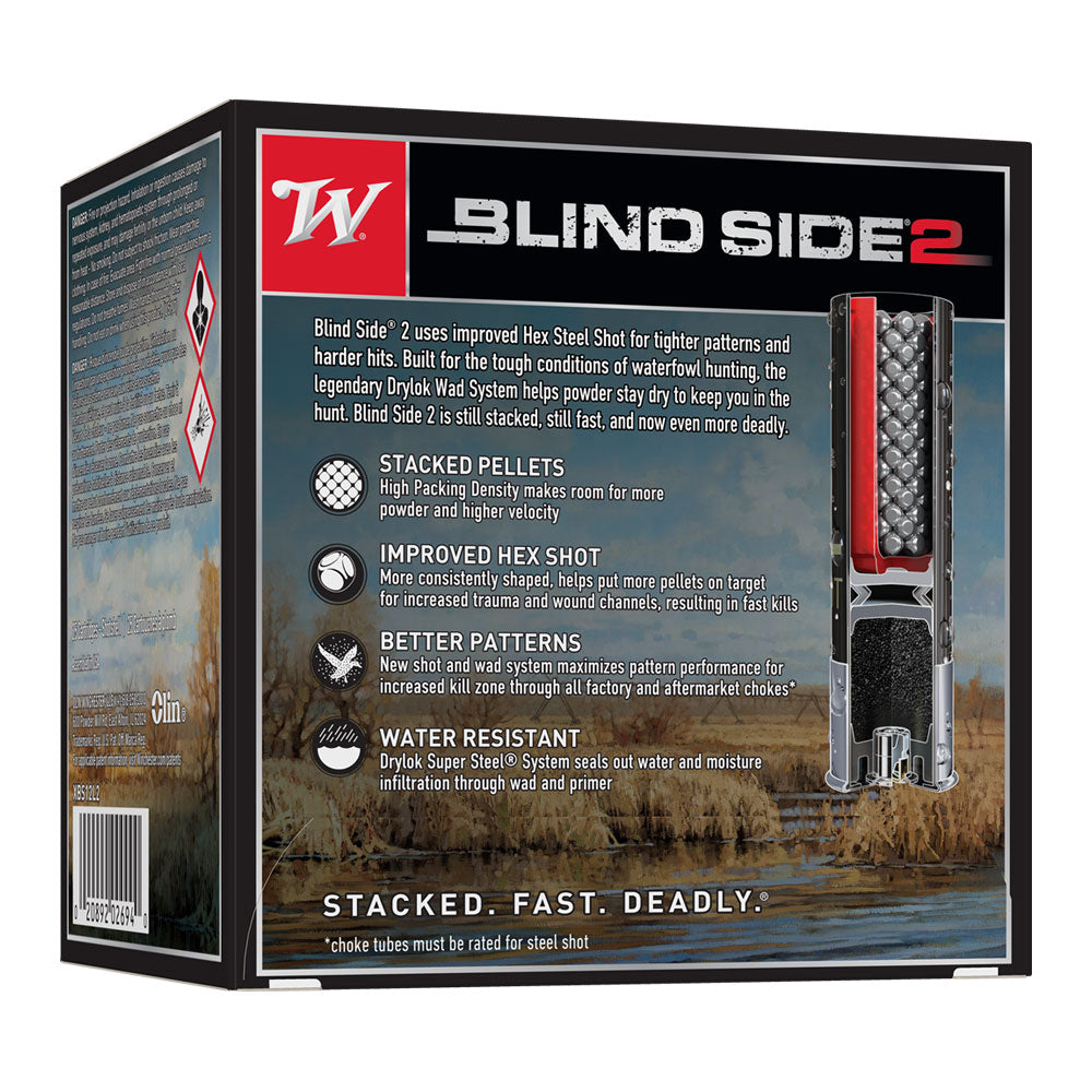 Winchester Blind Side 2 Waterfowl 12 Gauge 3" 1-3/8 oz #2 Steel Shot 25 Rounds