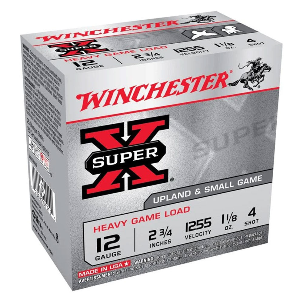 Winchester Super-X Heavy Lead Load 12 Gauge 2-3/4" 1-1/8 oz #4 Shot 25 Rounds