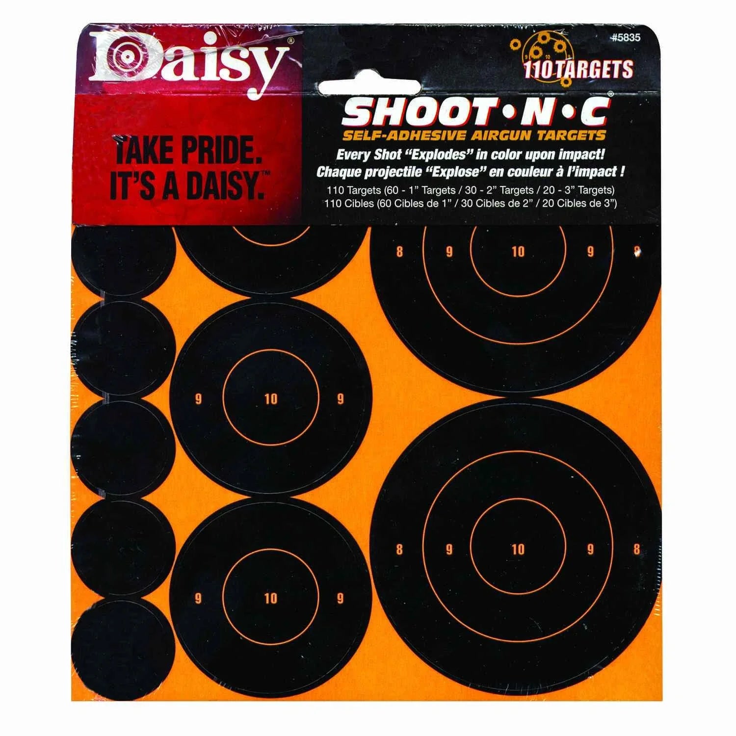 Daisy Shoot-N-C Self-Adhesive Airgun Targets – 110 Count