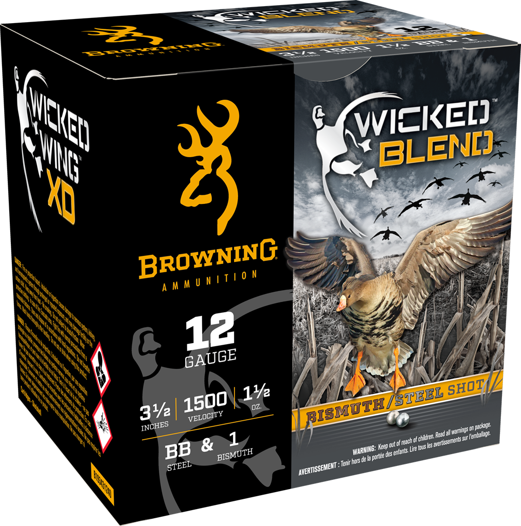 Browning Wicked Blend Waterfowl Ammunition - 12 Gauge 3.5 in — 1-1/2 oz BB & #1 Bismuth