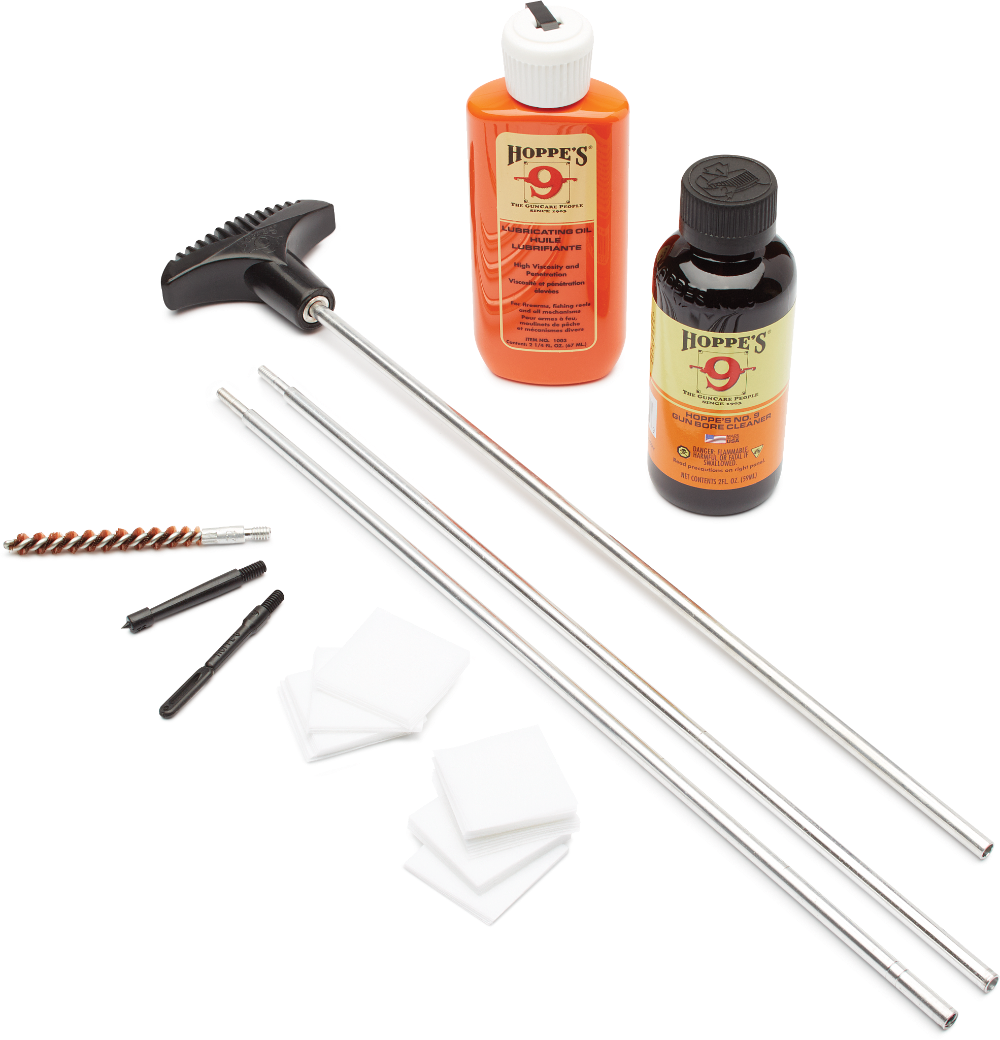 Hoppe's Rifle Cleaning Kit with Aluminum Rod - .22+, Clam Pkg