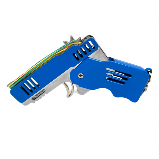 RW Minis blue rubber band gun keychain toy