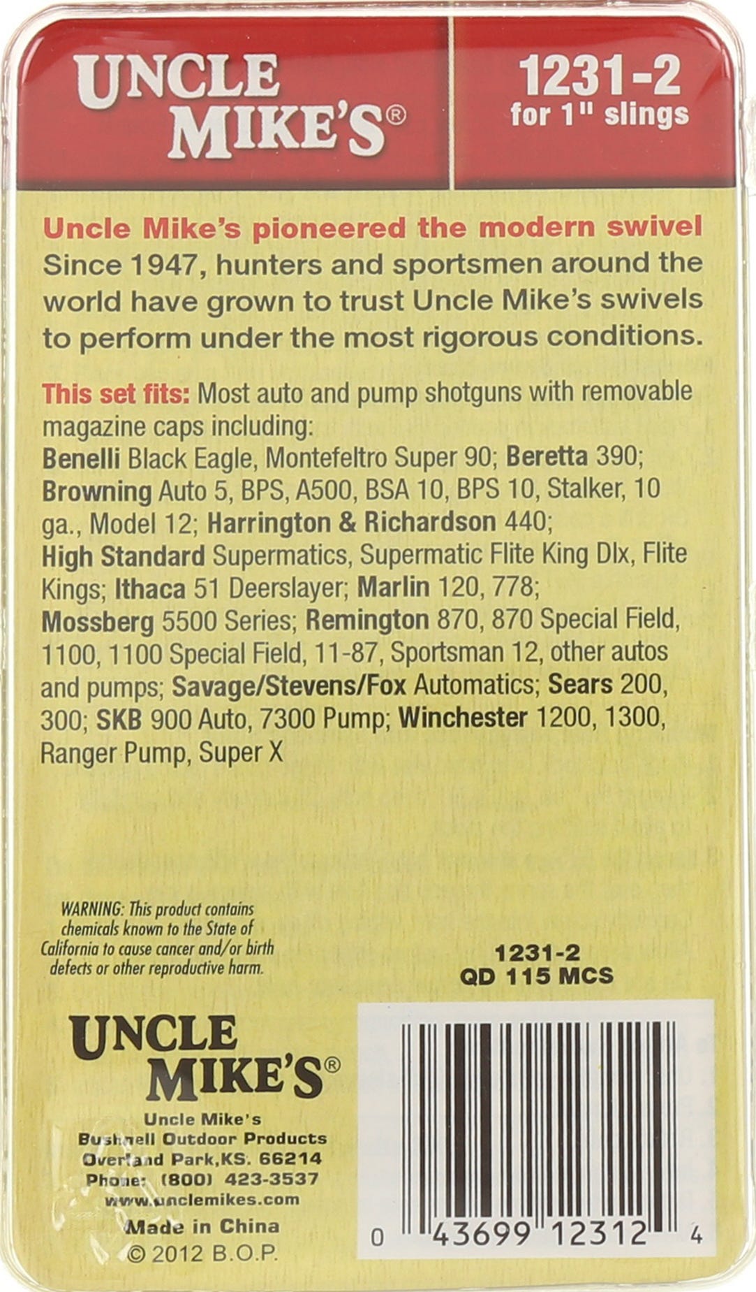Uncle Mike's QD 115 MCS 1" Sling Swivel Set