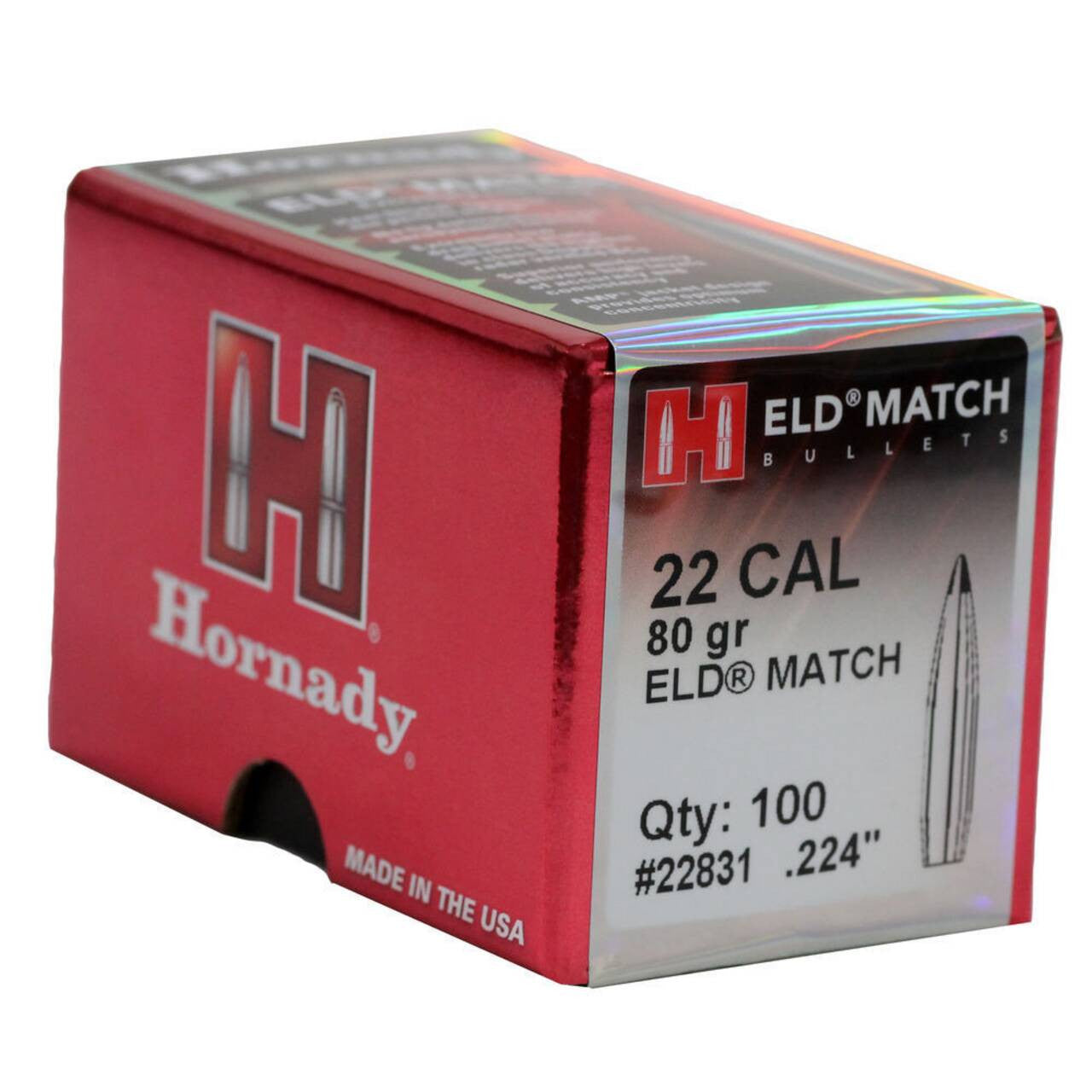 Hornady ELD Match Rifle Bullets 22 Caliber 224 80 Grain