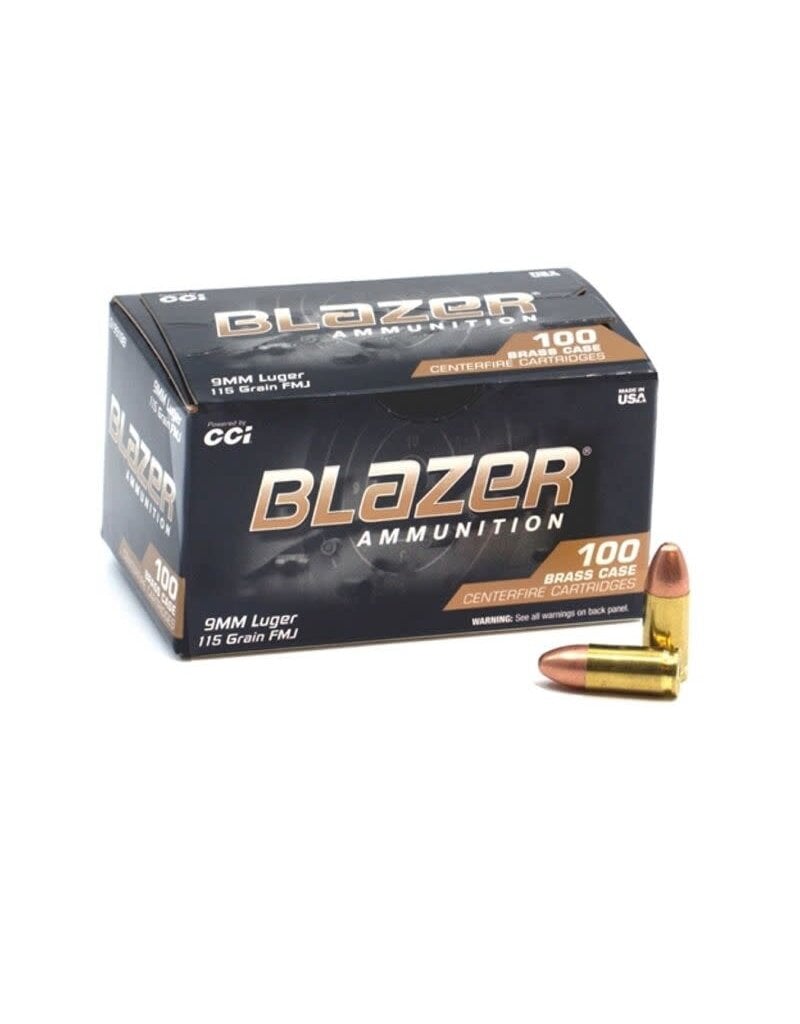 CCI Blazer Brass 9mm Luger 115gr FMJ Ammunition - 100 Rounds