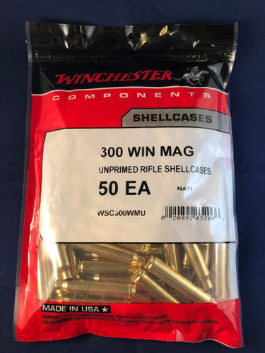 Winchester 300 Win Mag Unprimed Brass - 50 Count