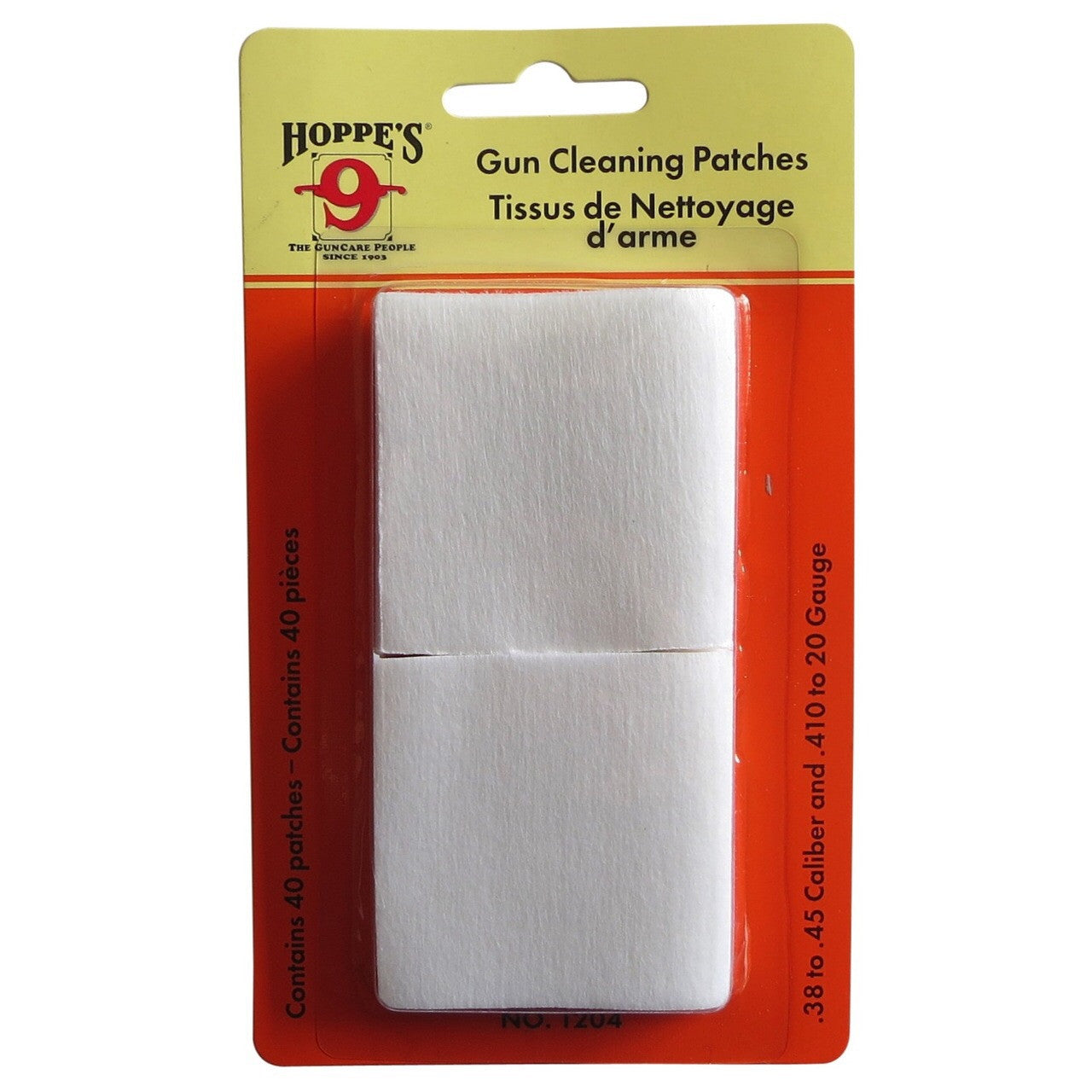 Hoppes CLEANING PATCHES .38-.45CAL AND .410 - 20 GUAGE-High Falls Outfitters