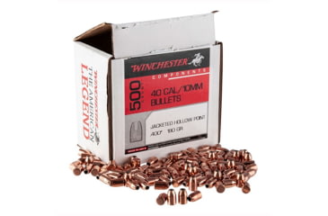 Winchester 40 Cal and 10mm (.400) 180gr Notched Jacketed Hollow Point Bullets - 500 Count
