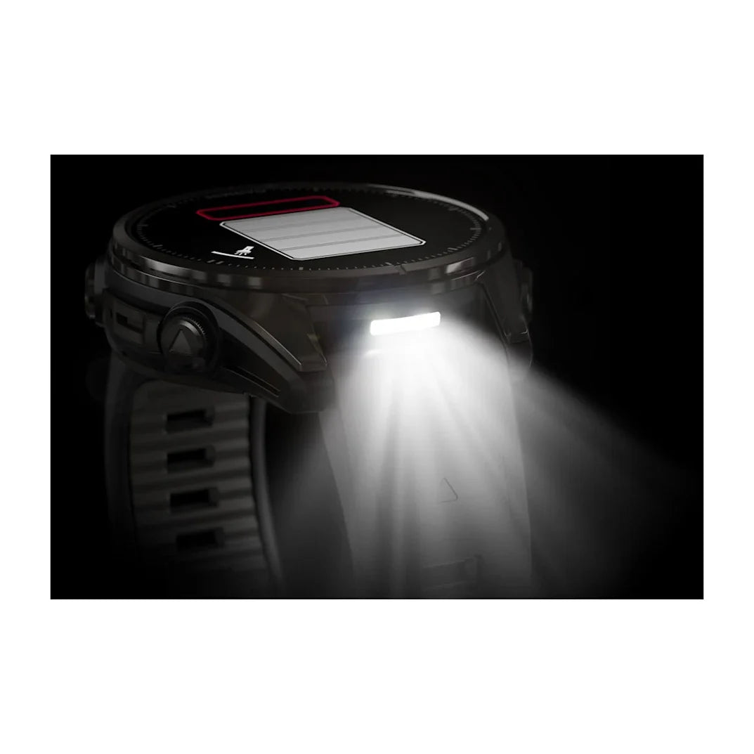 Garmin fēnix 8 – 43 mm AMOLED Sapphire, Carbon Gray DLC Titanium with Black / Pebble Gray Silicone Band