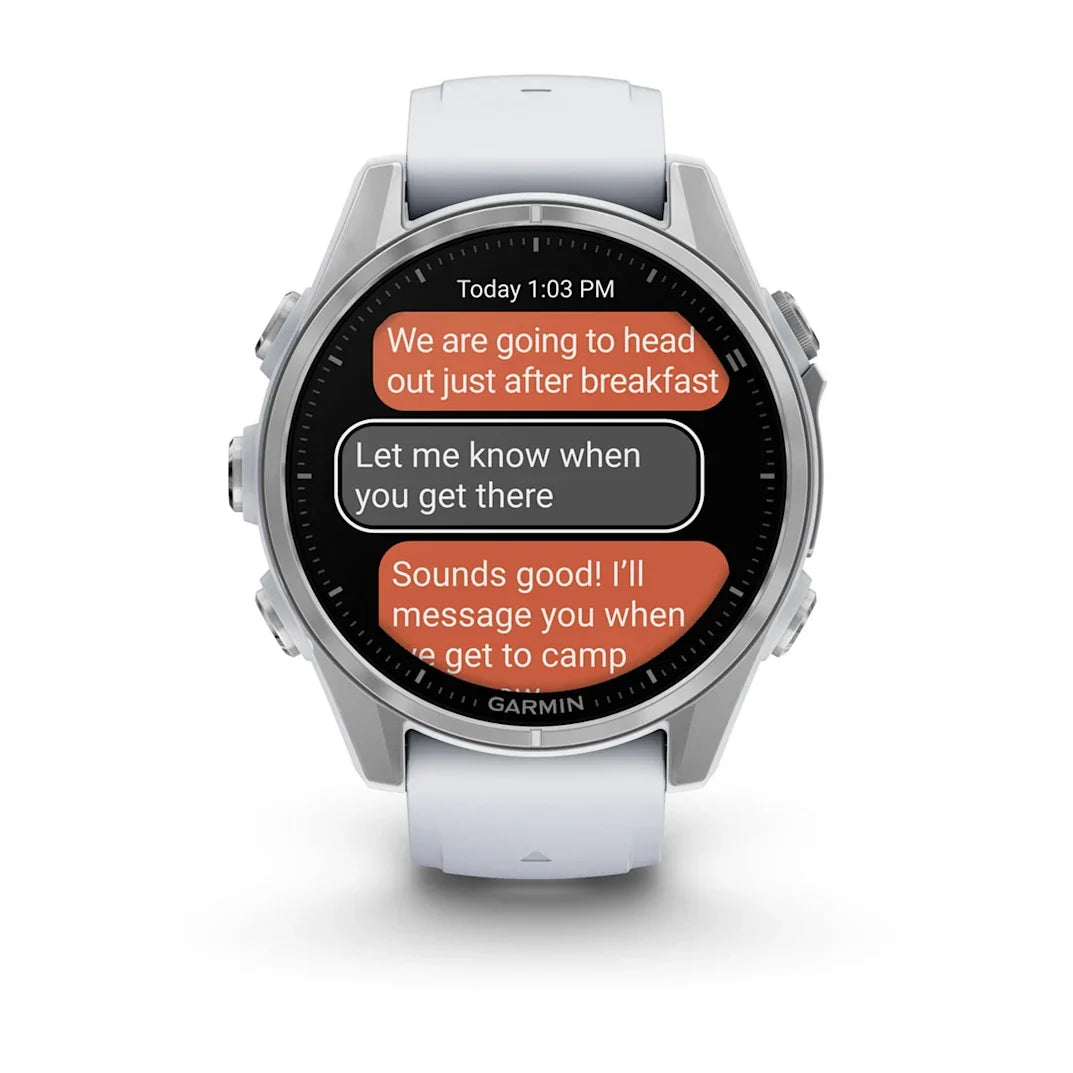 Garmin fēnix 8 – 43 mm AMOLED Silver with Whitestone Silicone Band