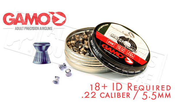 Gamo Match .22 Cal Flat Nose Pellets, 250 Count