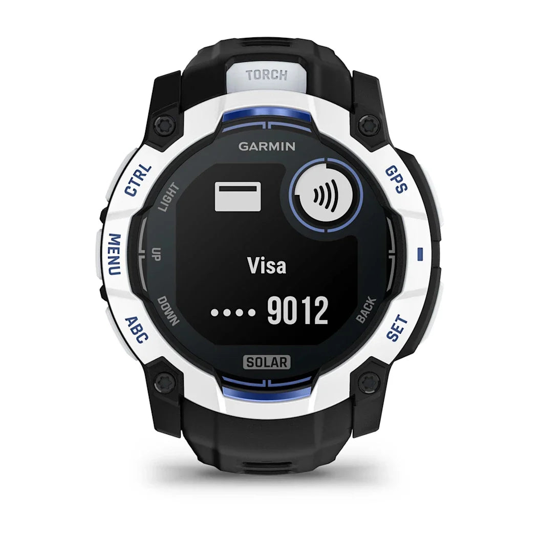 Garmin Instinct 3 – 50 mm Solar Whitestone with Black / Bolt Blue Band