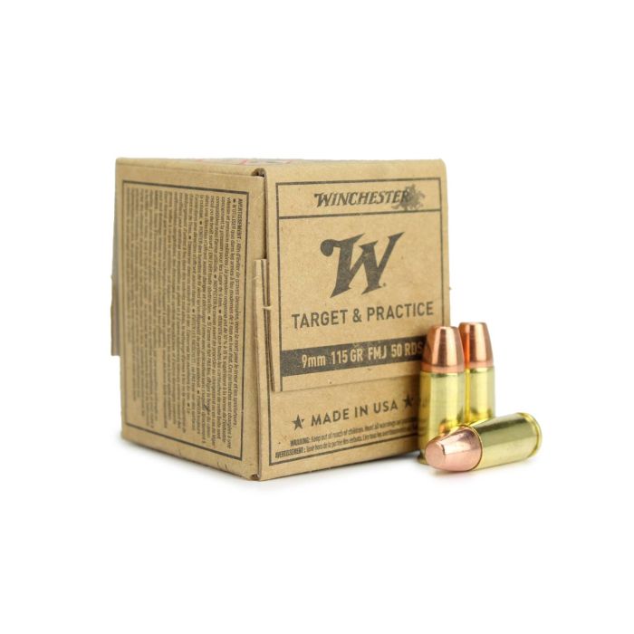 Winchester Service Grade 9mm Luger 115gr FMJ Ammunition - 50 Rounds