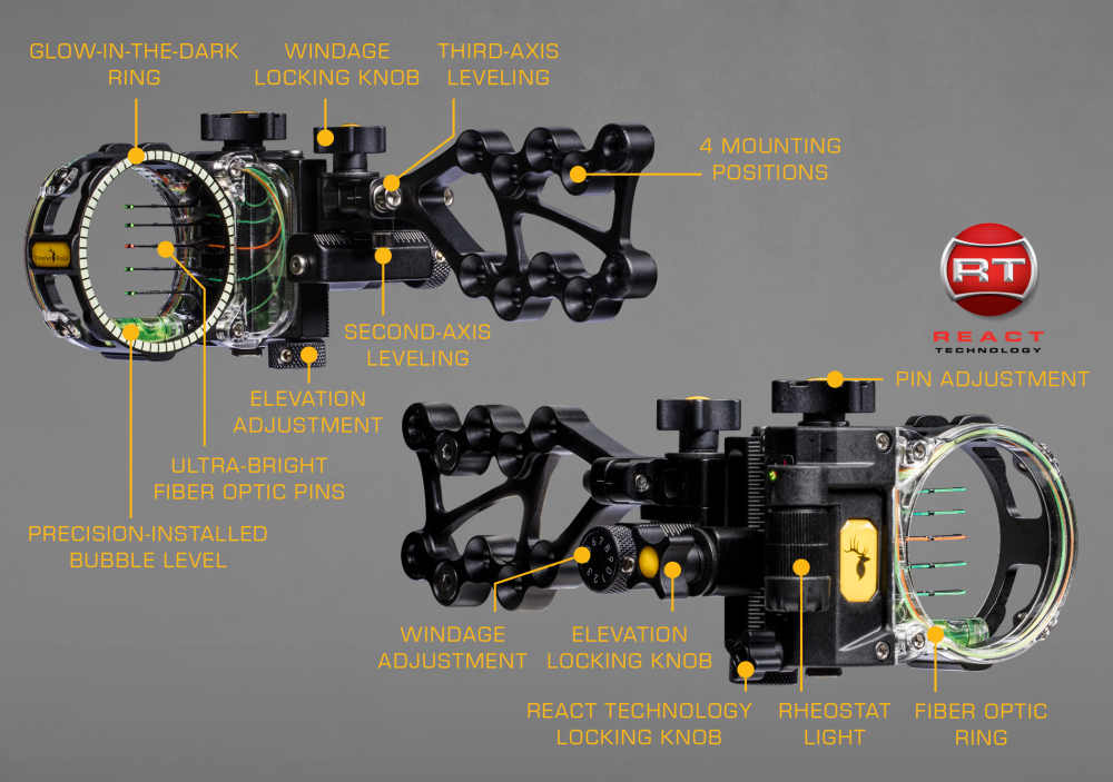 Trophy Ridge React® Pro Bow Sight - Black / Right Hand / .019